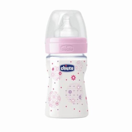 Chicco flašica wellbeing 150ml sa cuclom od silikona, devojčice